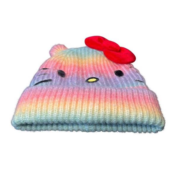 Hello Kitty Sanrio Knit Rainbow Insulated Beanie Winter Hat - Picture 2 of 6